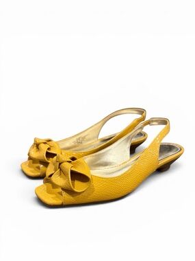 Anne‎ Klein Yellow Bow Slingback Flats